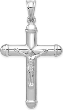 Diamond2Deal 14K White Gold Reversible Crucifix Pendant