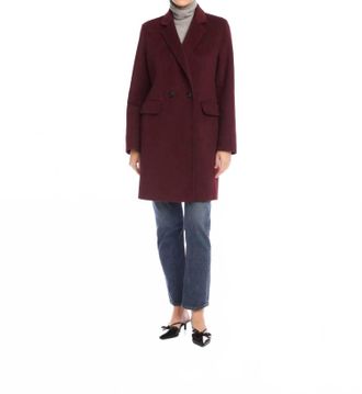 Fifteen Twenty Row Brushed Coat In Wine