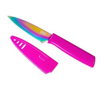 Kuhn Rikon Colori Non-Stick Serrated Paring Knife with Safety Sheath, 4 inch in Rainbow at Nordstrom