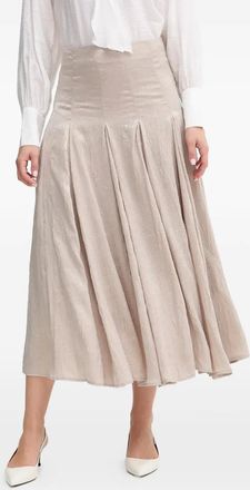 Hoss Intropia textured pleated midi skirt - women - Polyester - M - Neutrals