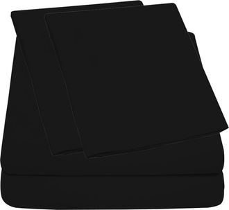 Luxury Home Deep Pocket Microfiber Sheet Set in Black at Nordstrom Rack, Size California King
