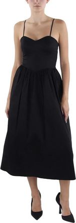 French Connection Florida Midi Dress Womens Black Sweetheart Neck FTS1402