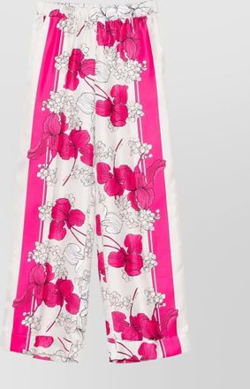 Parosh elastic waistband floral print trousers