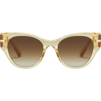 Quay Chit Chat 53mm Cat Eye Sunglasses in Daffodil/Brown at Nordstrom Rack