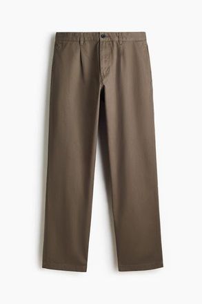 H&M Relaxed Fit Cotton Twill Chinos in Dark Khaki Green at Nordstrom, Size 33