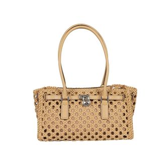 Michael Kors Shoulder Bags, female, Brown, Size: ONE SIZE Hamilton Moderne Small Hand-Woven Satchel