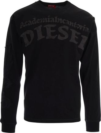 Diesel T-Norm-Ls-Aa 3 Long-sleeve T-shirt - Heren - Sweatshirts - Zwart - S - Katoen - Hoodies & sweatvesten