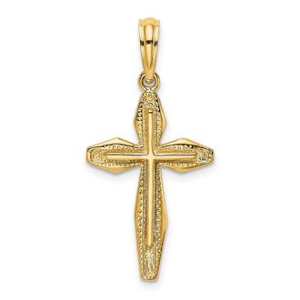 Diamond2Deal 14k Yellow Gold Polished Textured Cross Charm