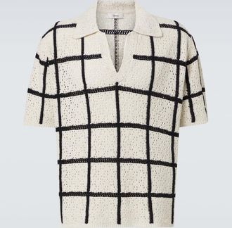 Commas Polo in crochet di cotone e lana a quadri