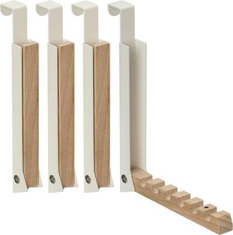 Relaxdays Relaxdays - Folding Hook, 10x Set, Hang Up on Doors, Holds up to 6 Coat Hangers, Metal & Wood, 2 cm Door Thickness, Cream