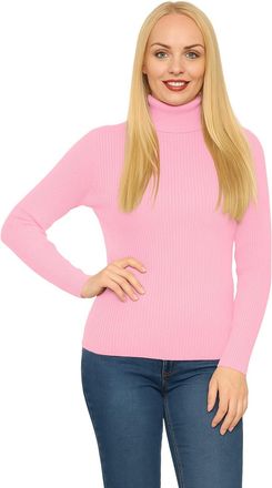 Generic Women Ladies Ribbed Stretch Polo Turtle Neck Rib Top Jumper UK Size S/M-XXXL Baby Pink