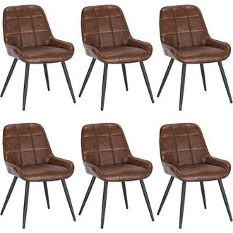 Woltu Set di 6 Sedie da Pranzo con Schienale Curvo. Sedie Ergonomiche in similpelle e Metallo. Poltroncina imbottita per Salotto. Ufficio. Camera da Letto