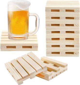 OEM Juego De 10 Posavasos De Madera, Mini Posavasos R&uacute;sticos De 10 Cm Hechos De Material De Palet Para La Mesa De Centro, Vino, Cerveza