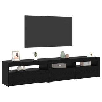 Berkfield Home TV Cabinets 2 pcs with LED Lights Black Oak Engineered Wood