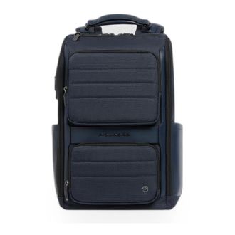 Piquadro Mochila de Cuero y Resistente al Agua para Port&aacute;til de 14 - Bags - Hombre - Azul - ONE SIZE
