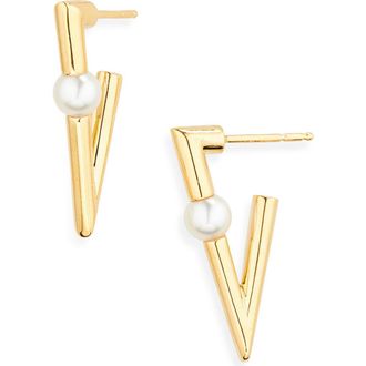 Mikimoto Akoya Pearl Triangular Earrings in 18Ky at Nordstrom