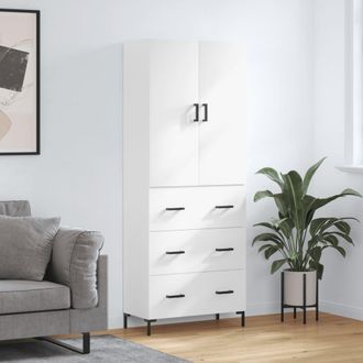 vidaXL Vidaxl - Aparador Alto Madera Contrachapada Blanco 69,5x34x180 Cm