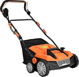 Costway Costway Escarificador El&eacute;ctrico 2 En 1, Aireador De C&eacute;sped Con Cable De 13 Amperios, Capacidad De Bolsa 50l, Desmalezador Ajustable De 4 Posiciones Y 