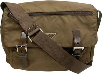 Prada Pre-owned Cross Body Bags, female, Brown, Size: ONE SIZE Pre-owned Nylon Messenger Bag