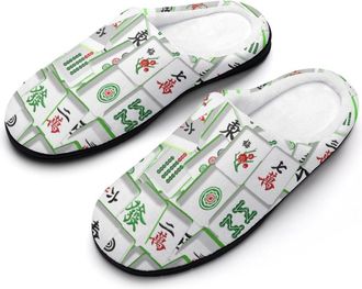 Generic Funny Mahjong Tiles Funny Mens Cotton Slippers Shoes Novelty Soft Non-Slip Sole Home Shoe