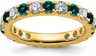 Diamond2Deal 14k Yellow Gold Lab Grown Diamond & Alexandrite Eternity Wedding Band Ring 1.2Ct Clarity- VS Color- G-H