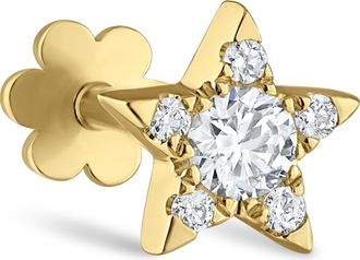 Maria Tash Diamond Star Threaded Stud Earring in Yellow Gold/Diamond at Nordstrom, Size 4.5 Mm