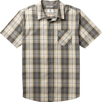 Legendary Whitetails Mens Poplin Short Sleeve Button Down Shirt, Grayscale Plaid, Large