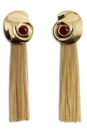 Mango Spiral Fringe Tassel Drop Earrings in Gold at Nordstrom