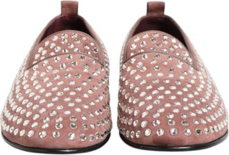 Dolce & Gabbana Pink Suede Crystals Loafers Men Dress Mens Shoes (Pre-Owned)