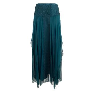 Alberta Ferretti Rokken, Dames, Blauw, M, Lange Rok met Franjes