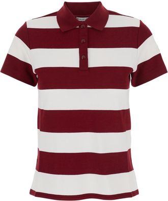 Moncler Red Stripes Shirt Collar T-Shirt