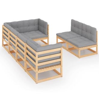 vidaXL Juego De Muebles De Jard&iacute;n 7 Pzas Y Cojines Madera Maciza Pino Vidaxl