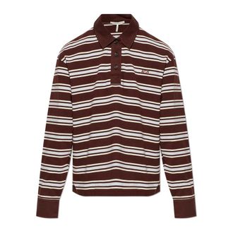 Rag & Bone Polo Shirts, female, Brown, Size: XS Striped Long Sleeve Polo Shirt