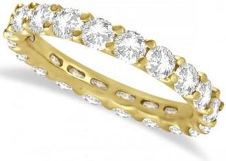 Allurez Round Moissanite Eternity Ring Anniversary Band 14K Yellow Gold 3.00ct