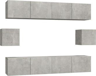 vidaXL Vidaxl - Set De Muebles De Tv 6 Pzas Madera Contrachapada Gris Hormig&oacute;n