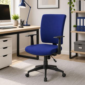 Dmora Silla De Oficina Dlom, Sill&oacute;n Ejecutivo Con Reposabrazos, Asiento De Oficina Ergon&oacute;mico, 61x65h98/108 Cm, Azul - Dmora