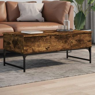 vidaXL Vidaxl - Mesa De Centro De Madera De Ingenier&iacute;a Y Metal Roble Humo