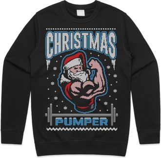 Sanfran Clothing Christmas Pumper Xmas Sweatshirt Gym Workout Fitness Bodybuilding Lifting Jumper Sweater Extra Large/Black