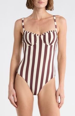 Onia Marilyn Underwire Ruffle One-Piece Swimsuit in Chocolate Cherry at Nordstrom Rack, Size X-Large