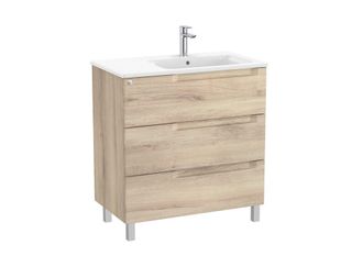Roca Roca - Pack Unik Mueble De 3 Cajones + Lavabo A La Derecha Aleyda Color: Beige Madera - Medidas: 805x460x740 Mm