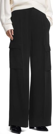 BOSS Tianamia Wide Leg Crepe Cargo Pants in Black at Nordstrom, Size 12
