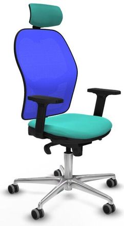 Piqueras y Crespo Piqueras Y Crespo - Jorquera Sincro Malla Azul Similpiel Turquesa Brazos 2d Base Aluminio Cabecero 2d Ruedas 65mm Engomada