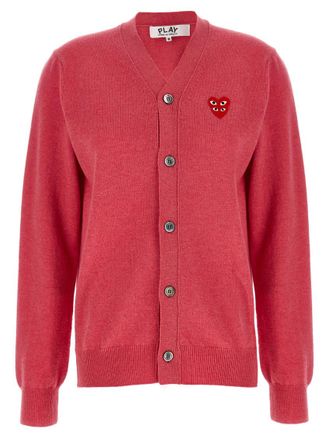 Comme Des Gar&ccedil;ons Pink Embroidered V Neck Sweater