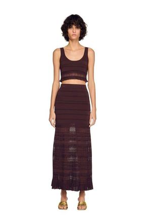 Sandro Pointelle knit maxi skirt in Brown at Nordstrom, Size 38 Eu
