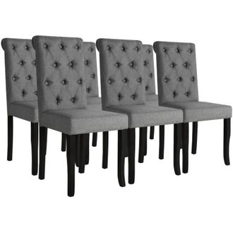 vidaXL Vidaxl - Sillas De Comedor 6 Unidades Tela Gris Oscuro
