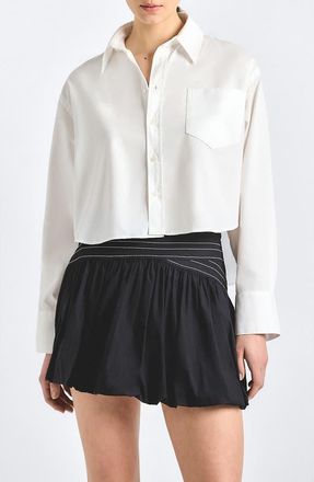 Derek Lam Evelina Poplin Boxy Button-Up Shirt in White at Nordstrom, Size X-Small