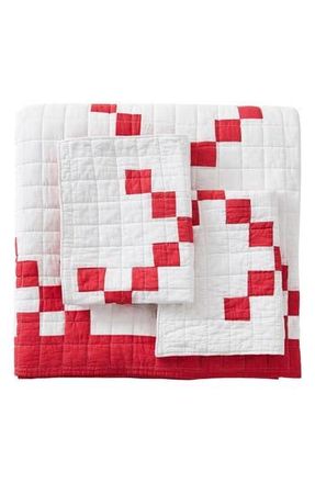 Melange Home Irish Chain Patchwork Quilt Set in Red at Nordstrom Rack, Size Queen