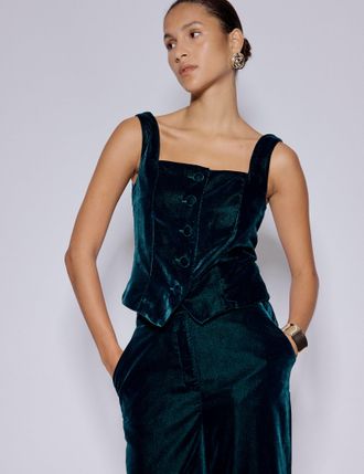 Nobody's Child Green Velvet Square Neck Waistcoat