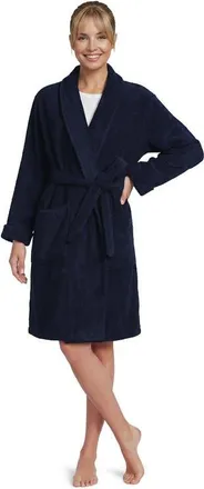 Lands End Soft Terry Long Sleeve Knee Length Robe in Radiant Navy at Nordstrom, Size X-Small