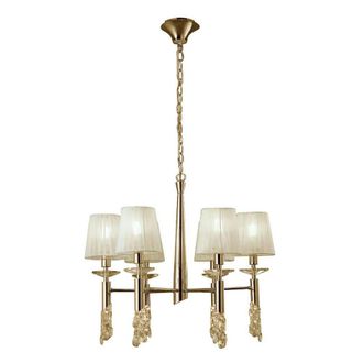 Netlighting Tiffany Pendant 6+6 Light E14+G9 French Gold Cream Shades & Crystal